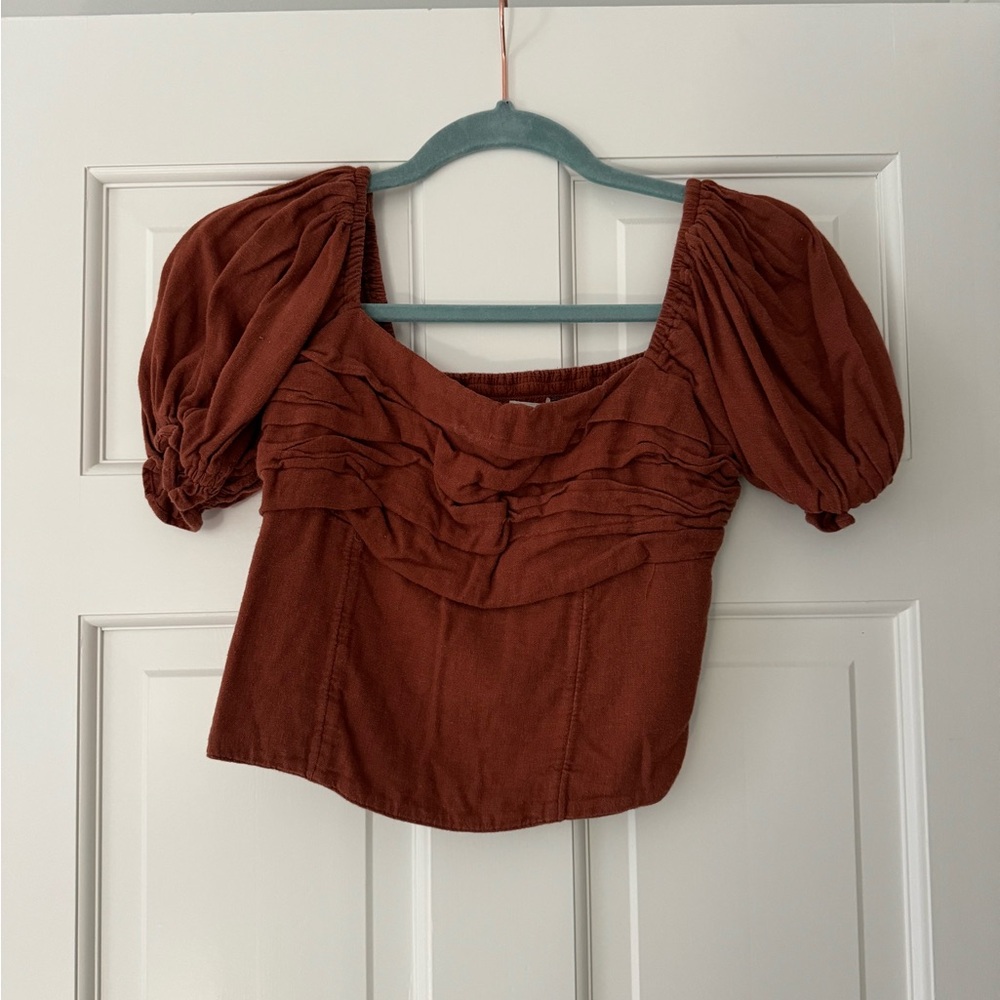 Abercrombie bubble sleeve crop top